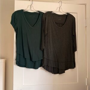 Latched Mama Short & 3/4 Tops - Dark Green & Charcoal Gray GUC nursing friendly
